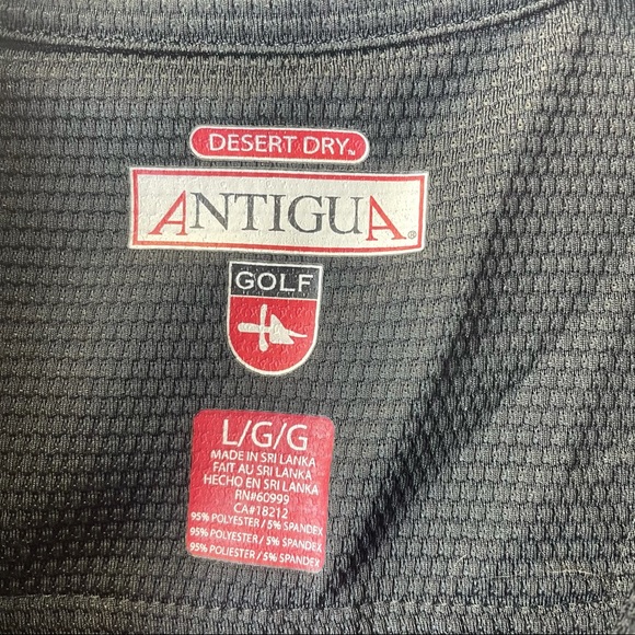 ANTIGUA Mens large black 3/4 zipper long sleeve - Picture 3 of 5